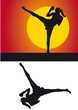 Silhouette sports boxer on a colored background