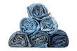 Foto: Stack of rolled jeans Stack of rolled jeans