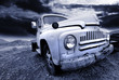 Photo: Old abandoned pick up in blue color tone Old abandoned pick up in blue color tone