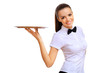 Photo: Young waitress in a white blouse Young waitress in a white blouse