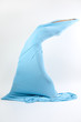 The art girl in a long blue dress.