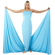 The girl in a long blue dress.