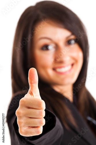 Photo: Businesswoman thumbs up Businesswoman thumbs up