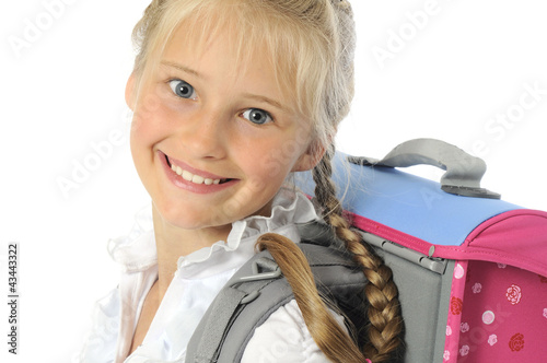 Photo: Portrait of bautiful young girl going to school Portrait of bautiful young girl going to school