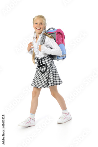Photo: young girl going to school young girl going to school