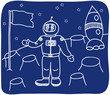Vector: Drawing of an astronaut on the planet Drawing of an astronaut on the planet