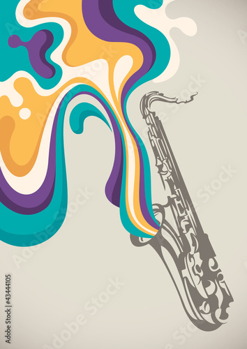 Vector: Saxophone with liquid abstraction. Saxophone with liquid abstraction.