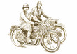Women on a motorcycle - Hand drawing converted into vector