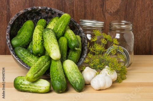 Photo: Bowl of fresh pickles garlic and dill Bowl of fresh pickles garlic and dill