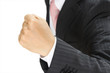 Victorious businessman holding fists up