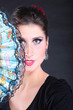 closeup portrait of flamenco dancer fan
