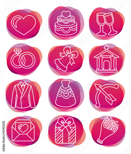 Vector: Set with wedding icons Set with wedding icons