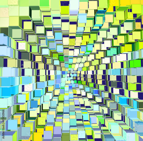 Illustration: abstract cube pattern blue green yellow backdrop abstract cube pattern blue green yellow backdrop