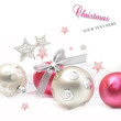Photo: Silver and pink Christmas ball baubles with stars Silver and pink Christmas ball baubles with stars