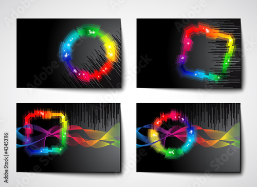 Vector: set of black background / banner with rainbow colored shape set of black background / banner with rainbow colored shape