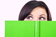 Photo: portrait of brunette with green book portrait of brunette with green book