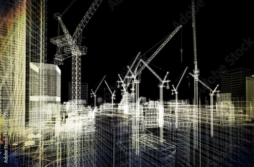 Illustration: construction site blueprint construction site blueprint