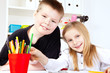 Photo: two small children in school two small children in school