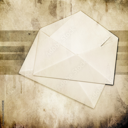 Illustration: envelope with blank over grunge background envelope with blank over grunge background