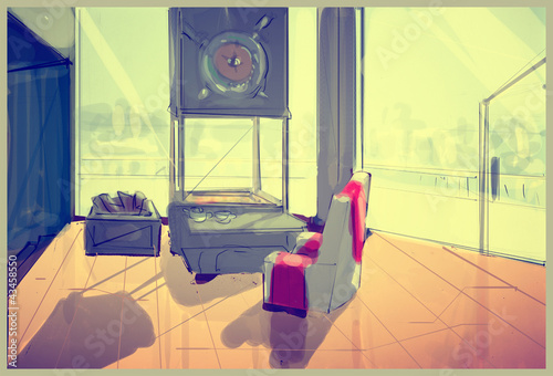 Illustration: dining-room interior dining-room interior