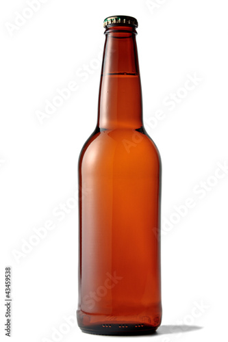 Photo: bottle of beer on white background bottle of beer on white background