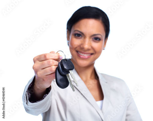Photo: Woman with a car keys. Woman with a car keys.