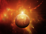 Planet with Nebula and Red Dwarf Star - Fine Art prints