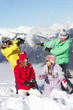 Photo: Teenage Family Having Snow Fight In Mountains Teenage Family Having Snow Fight In Mountains