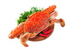 Red steamed blue crab isolated on white background