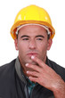 Portrait of a doubting tradesman