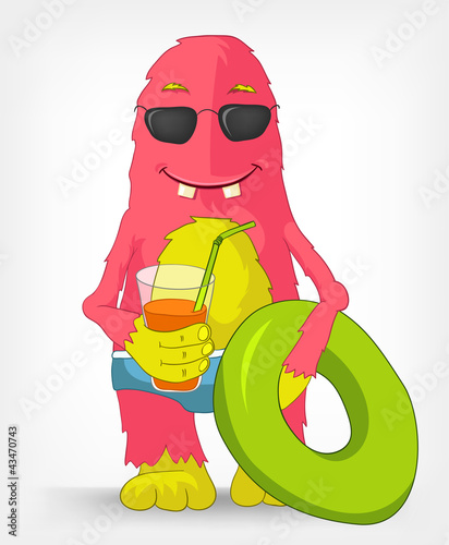 Vektor: Funny Monster. Beach. Funny Monster. Beach.