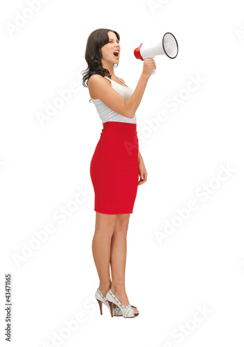 Photo: angry woman with megaphone angry woman with megaphone