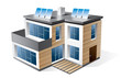Isolated 3d vector icon of modern family house with wood facade.