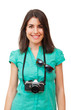 Foto: Portrait of a happy young tourist Portrait of a happy young tourist