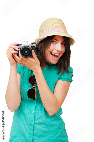 Foto: Portrait of a happy young tourist Portrait of a happy young tourist