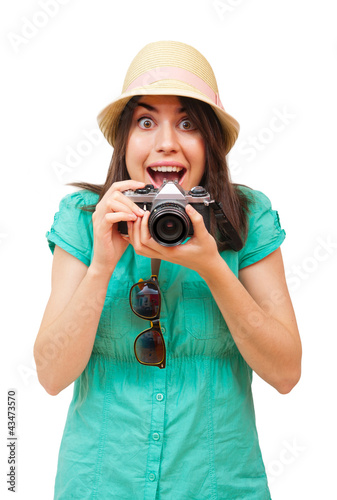 Foto: Portrait of a happy young tourist Portrait of a happy young tourist