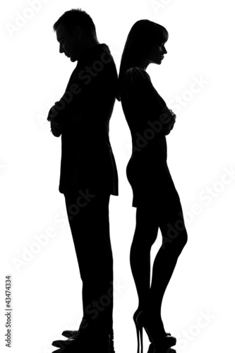 Photo: one couple back to back man and woman sad one couple back to back man and woman sad