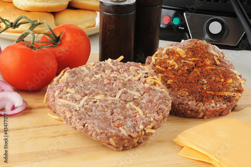 Photo: Seasoned burger patties ready to grill Seasoned burger patties ready to grill