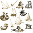 collection of ships - vessels from different periods