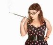 Photo: Lady in Polka Dot Dress Smoking Lady in Polka Dot Dress Smoking