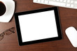 computer tablet on the table