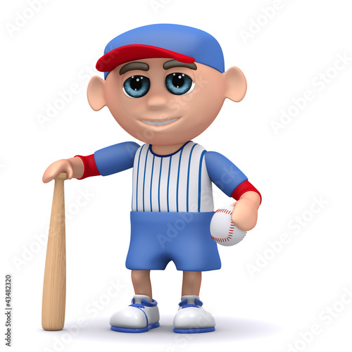 Illustration: 3d Baseball kid stands ready to play 3d Baseball kid stands ready to play