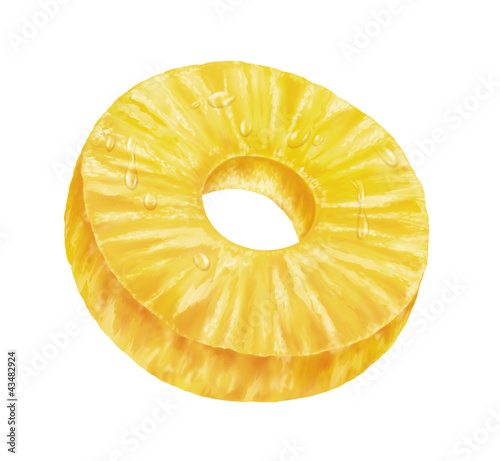 Illustration: juicy fresh slice of pineapple on white background juicy fresh slice of pineapple on white background