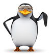 3d Penguin in aviators points downwards