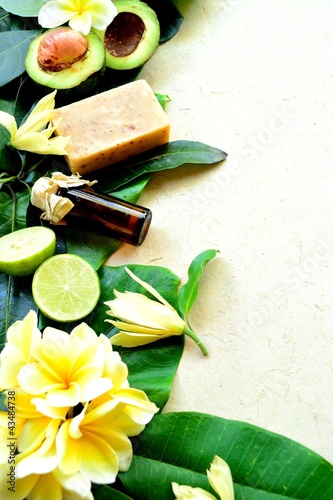 Photo: Tropical flowers with spa supplies Tropical flowers with spa supplies