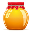 honey in the pot with a red cover illustration