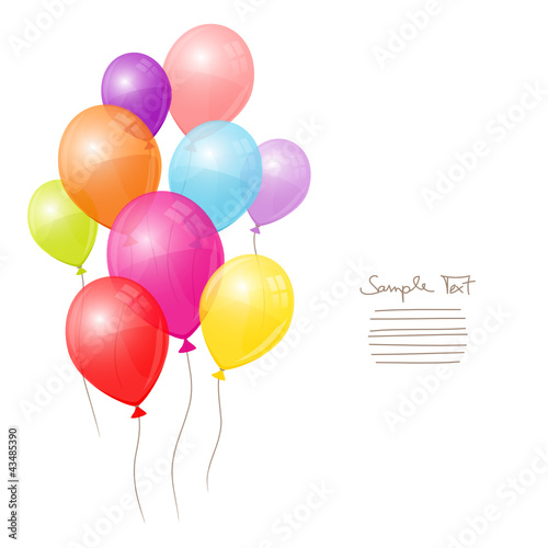 Vektor: Birthday Card Colorful Balloons Birthday Card Colorful Balloons