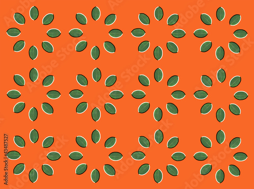 Illustration: Optical illusion with circles made from green leaves Optical illusion with circles made from green leaves