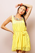 Photo: beautiful woman in yellow dress beautiful woman in yellow dress