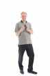 Middle-aged man giving thumbs up